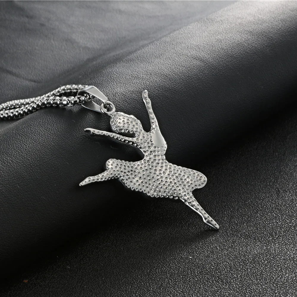 

Fashion Silver Plated white Dancing Ballerina Dancer Ballet Dance Pendant Necklace Charm Girls Christmas Gift