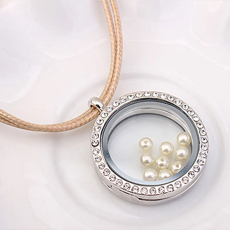 TrinketSea Trendy Crystal Locket Pendants &amp Necklaces For Women Rope Chain Magnet Round Choker Fashion Jewelry | Украшения и