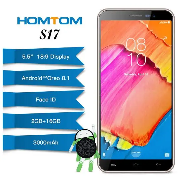 HOMTOM S17 2 GB 16 смартфон 5 &quot18:9 Экран MTK6580 4 ядра Android 8 1 13MP двойной сзади Камера OTG