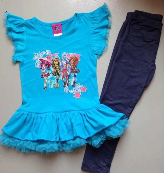 Monster high/Модная одежда для девочек, бренд, новинка, комплект детской одежды, детская одежда для девочек, костюм из 2 предметов для девочек, одежда для малышей