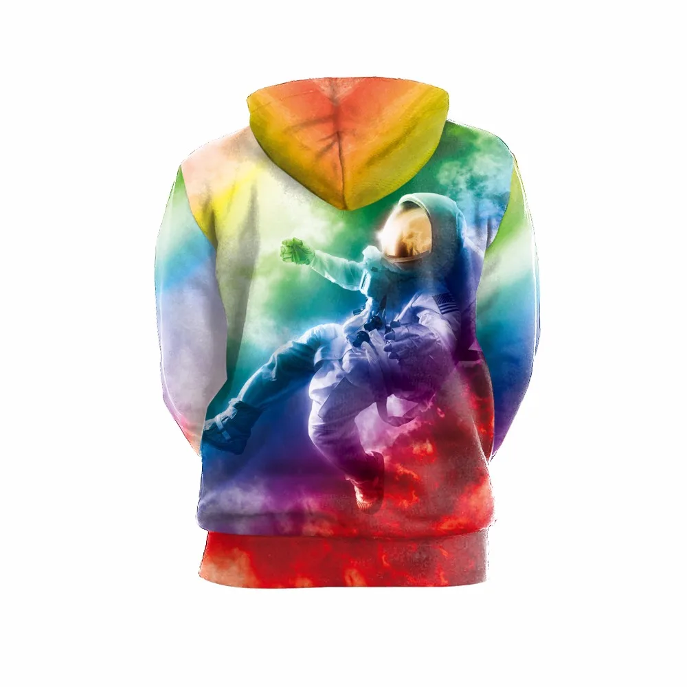 Funny Colorful Astronaut Print Hooded Sweatshirt Men Women Casual 3D Hoodies Harajuku Hip Hop Hoodie Sweatshirts Pullovers | Мужская