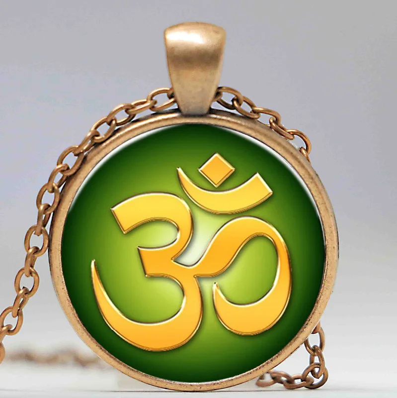 OM Namaste модное ожерелье с подвеской для йоги стеклянный кабошон винтажные