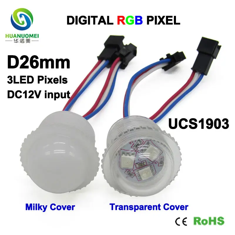 10 шт./лот Водонепроницаемая Смарт 5050 smd 12 В 26 мм 3 светодиода UCS1903 цифровая rgb