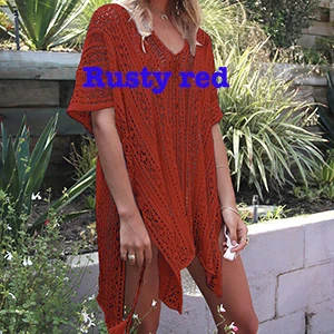 Rusty red Трикотажное парео, Пляжное, новинка, купальный костюм, накидка, сексуальный купальник, накидка, Пляжная туника, пляжная одежда, накидка - Цвет: Rusty red