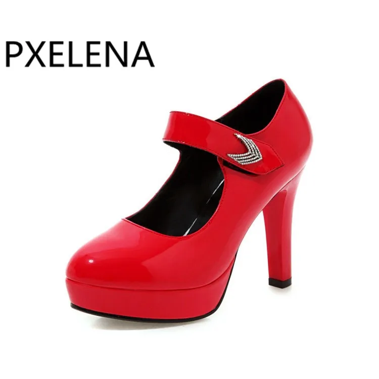 PXELENA/белые женские свадебные туфли Туфли Mary Janes на высокой платформе с
