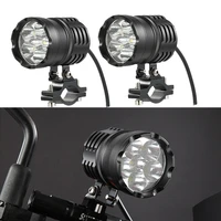 newest 2pcs 80w 6000lm 6500k t6 led motorcycle boat spot driving headlight motorbike fog head light lamp with switch
