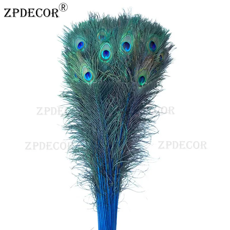 Inch32~ 36 80-90 см прямые Окрашенные Перья павлина - Цвет: Королевский синий