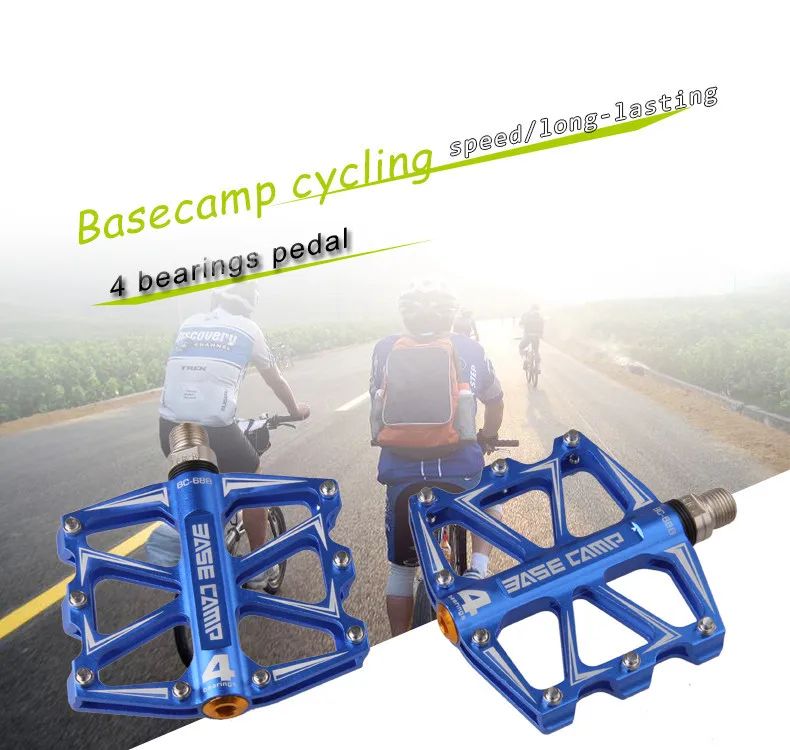 BaseCamp BC-688 педали для горного велосипеда MTB плоские педали из алюминиевого сплава 4 шариковые подшипники сверхлегкие Аксессуары для велосипеда запчасти