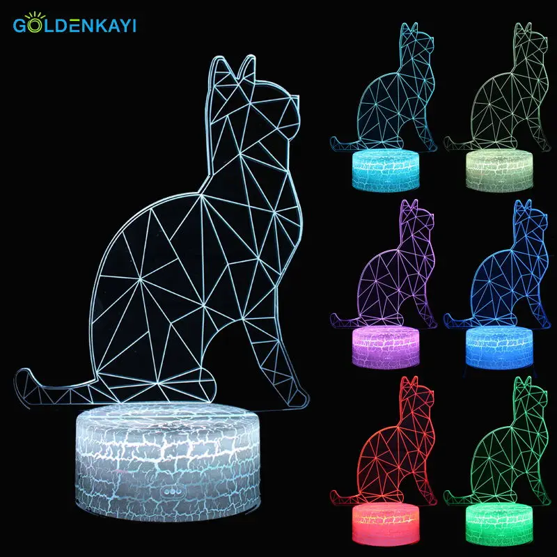 Blowout base 3D Cartoon Cat LED Originality USB Night Lights Atmosphere Visual Table Lamp Colorful LED Light Cartoon Decor Lamp Gift - Испускаемый цвет: Blowout base