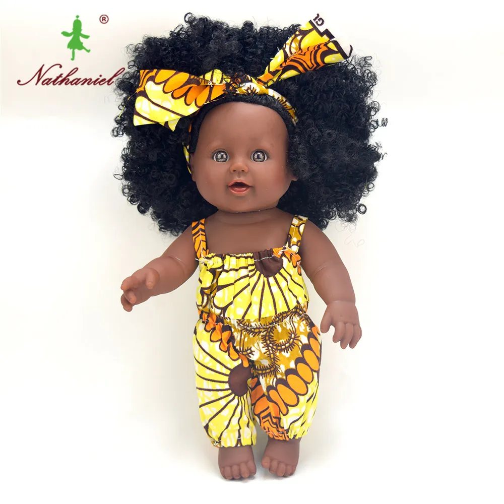 АФРП девушка волос! Чернокожая Кукла reborn girl 12 дюймов boneca corpo inteiro de silicone reborn baby dolls pop lifelike silicone