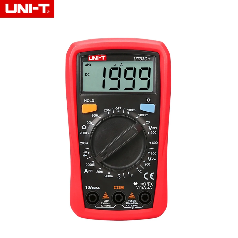 

UNI-T UT33C+ Digital Multimeter Voltmeter Ammeter Resistance Meter C/F Temperature Tester