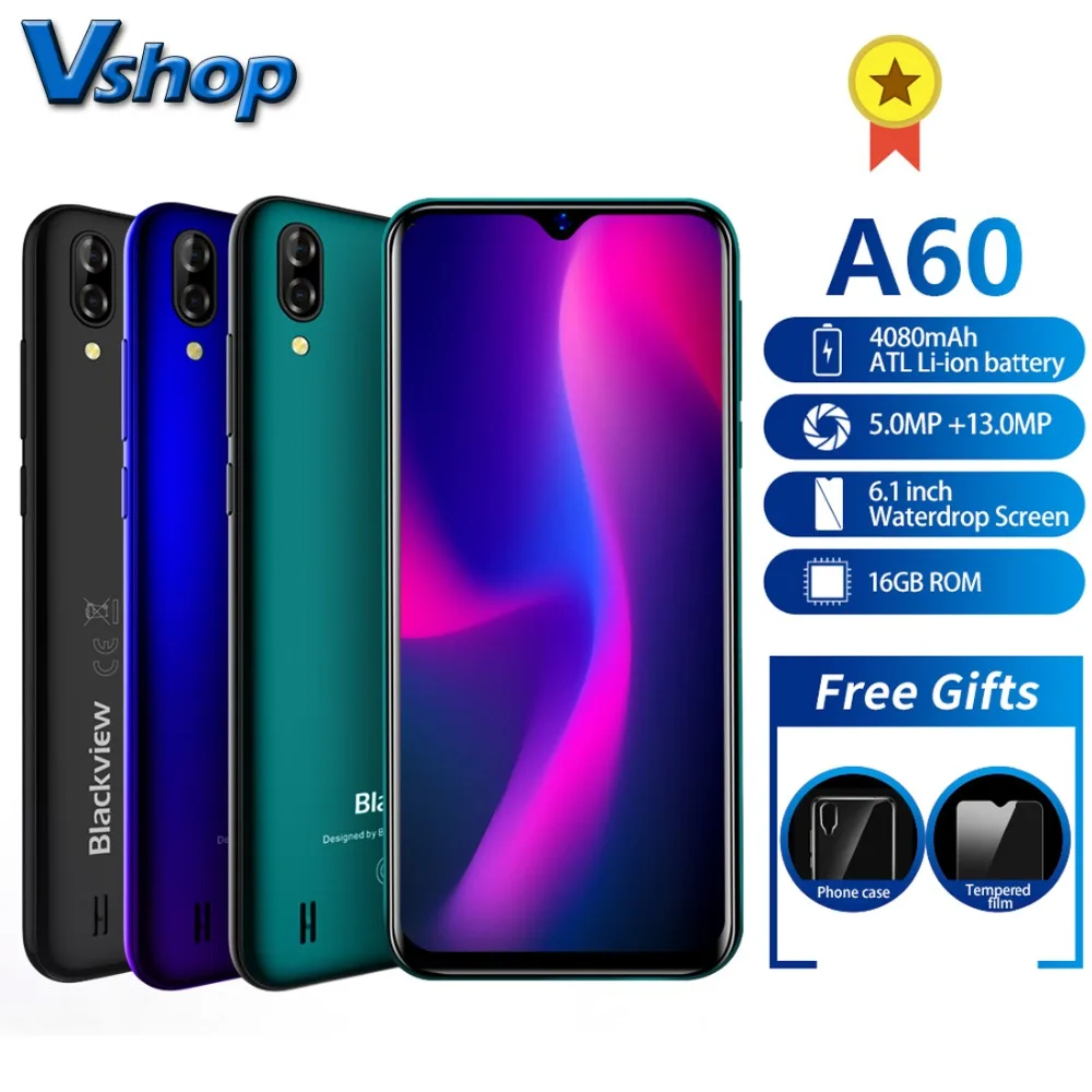 Blackview A60 смартфон 4 ядра Android 8 1 4080 мАч мобильный телефон 2 Гб + 16 6 дюймов 19 2: 9 Экран