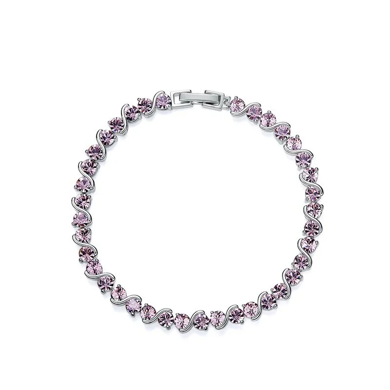 Бренд Malanda, круглые оригинальные браслеты с кристаллами Swarovski, браслеты для женщин, модный браслет, свадебные украшения, рождественский подарок - Окраска металла: B1219