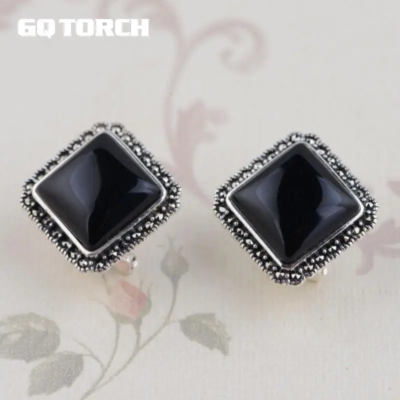 GQTORCH Винтажные серьги из стерлингового серебра 925 пробы квадратные
