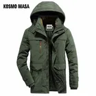 Черная Толстая длинная куртка KOSMO Mass, Мужская парка, пальто 2018, зимние куртки, мужские хлопковые повседневные теплые пуховые парки с капюшоном 6XL MP033