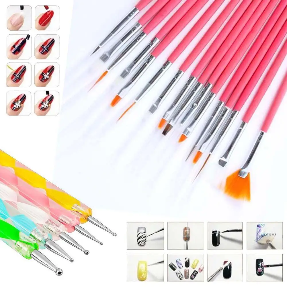 20 шт./лот 2 Way инструменты для дизайна ногтей Dotting Pen 3D Ручка маникюрные рисования
