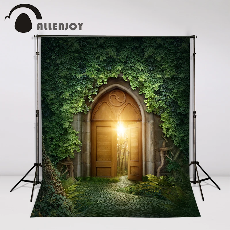 Виниловые фотообои allenjoy фон для съемок с воротами лесным светом