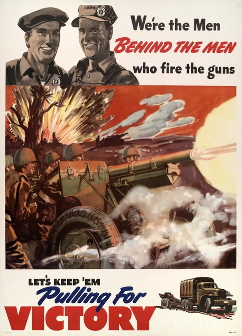 Винтажный пропагандистский постер времен 2 мировой войны в США № 1 с изображением