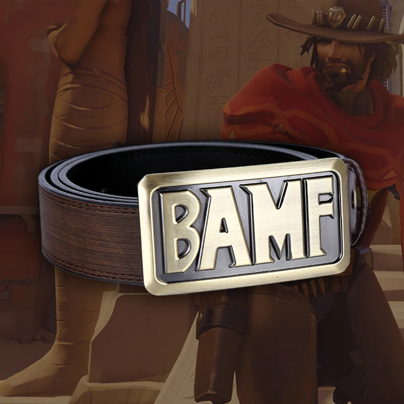 Ремень bamf для косплея коричневый ремень из искусственной кожи с пряжкой