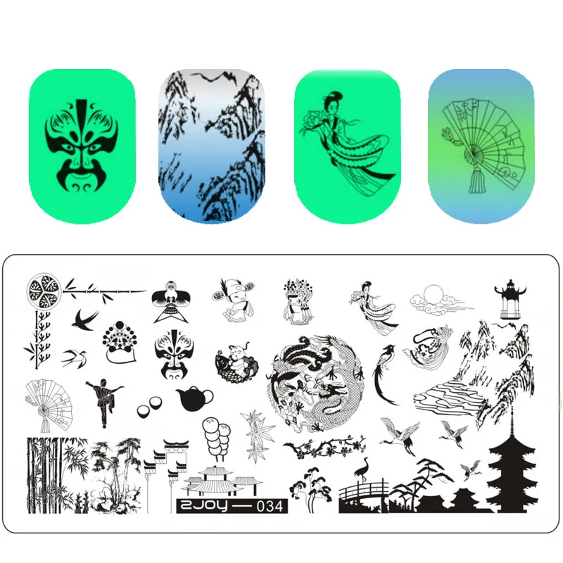 WAKEFULNESS 1 шт. качество трещина Шаблон Прямоугольник ногтей шаблон штамповочных плит изображения дизайн ногтей штамп пластины маникюрные трафареты инструмент - Цвет: ZJOY034