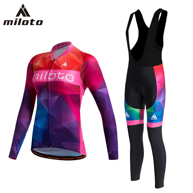 MILOTO Велоспорт трикотаж наборы для Для женщин/2018 Ropa Ciclismo Mujer Invierno с длинным рукавом