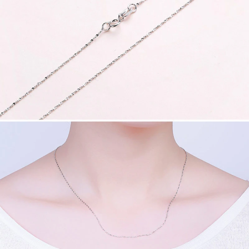 

Women Fashion Sterling Silver 925 Chain Necklaces Accessory Top Quality Choker Necklace for Wedding Party Gifts 16/18inch