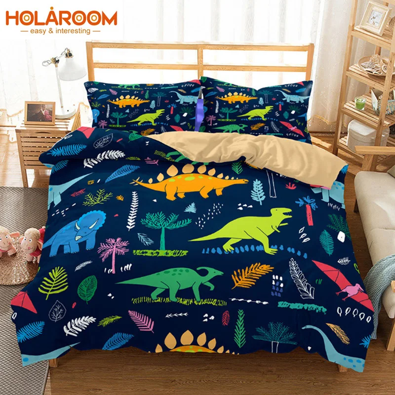 

Комплект постельного белья с мультипликационным динозавром, детская комната, комплект с пододеяльником и покрывалом с рисунком динозавра, ...