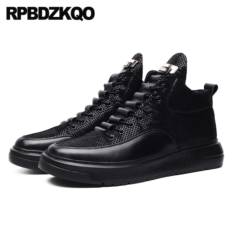 Cow Skin High Top Luxury Trainers Men Winter Skate Sneakers Designer Shoes China Genuine Leather Creepers Black Platform Quality |