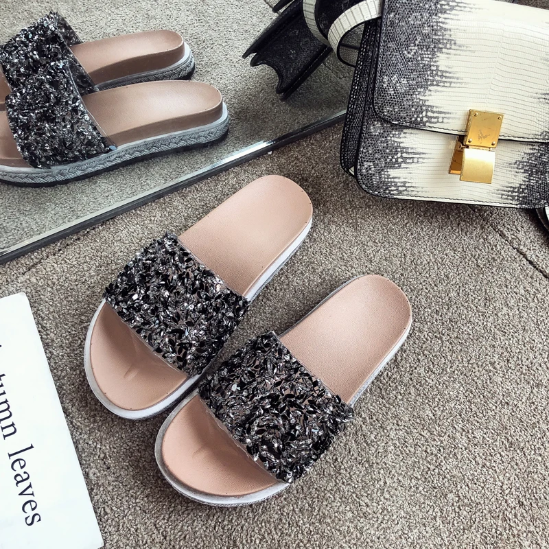 BeautyFeet/женские шлепанцы со стразами; яркие шлепанцы; летние пляжные шлепанцы со стразами; модная женская обувь на плоской подошве