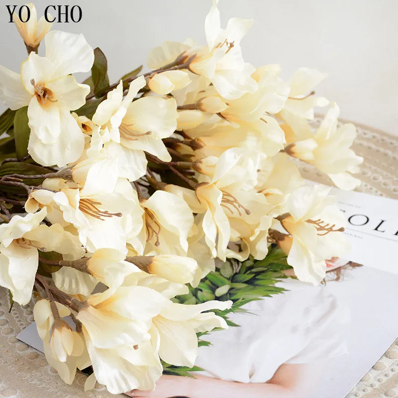 

YO CHO DIY 1 PC 12 Heads White Calla Lily Wedding Flower Bouquet Artificial Silk Flowers For Home Party Decoration Fabric Flower