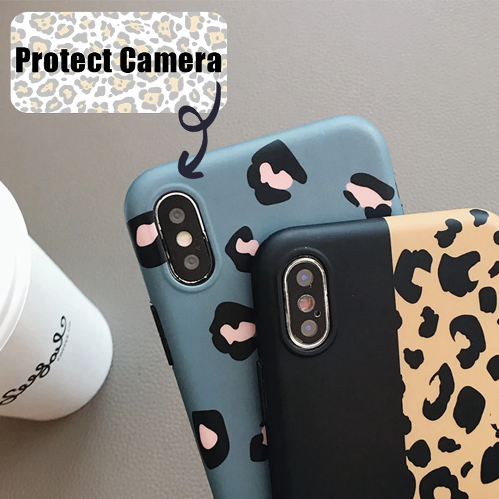 OLLIVAN XS Max Case 3D Cartoon Leopard Print Cat Ear TPU For iPhone X Xs Xr 6 6S 7 8 Plus Cover Silicone Coque Shell |