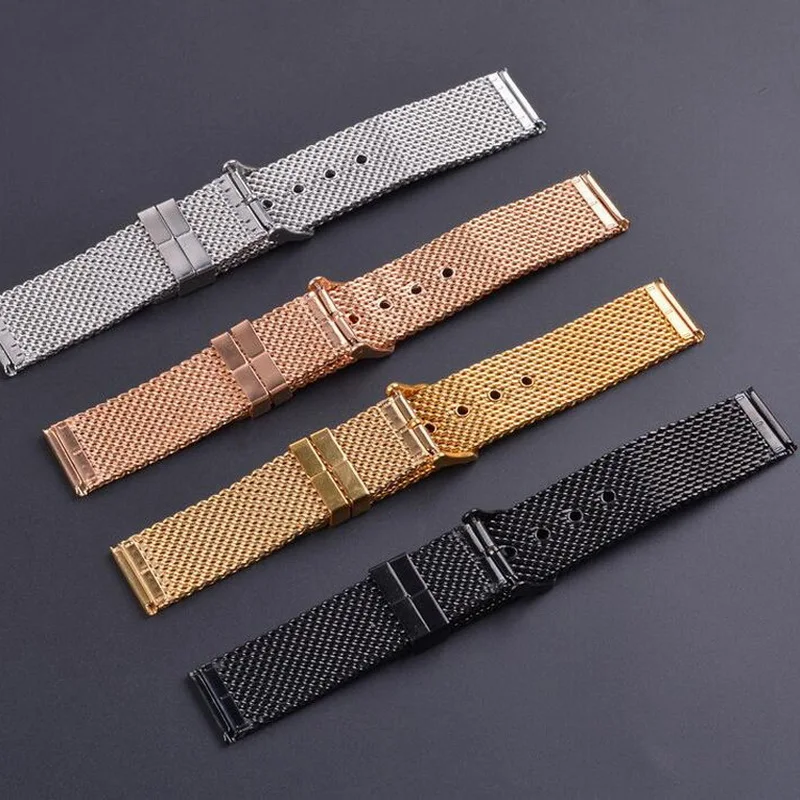 Сетка из нержавеющей стали миланские часы ремешок наручный наручные с пряжкой