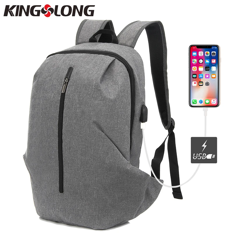 KINGSLONG новый стиль USB дизайн сумка на молнии мужской студенческий рюкзак