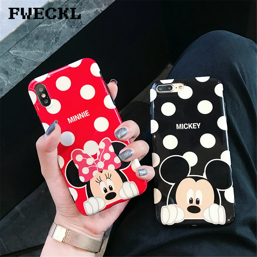 Lovely Couple Phone Case For iPhone X XS MAX XR Cartoon Minnie Mickey Mouse Soft Silicon Cover 7 8 Plus 6 6S |