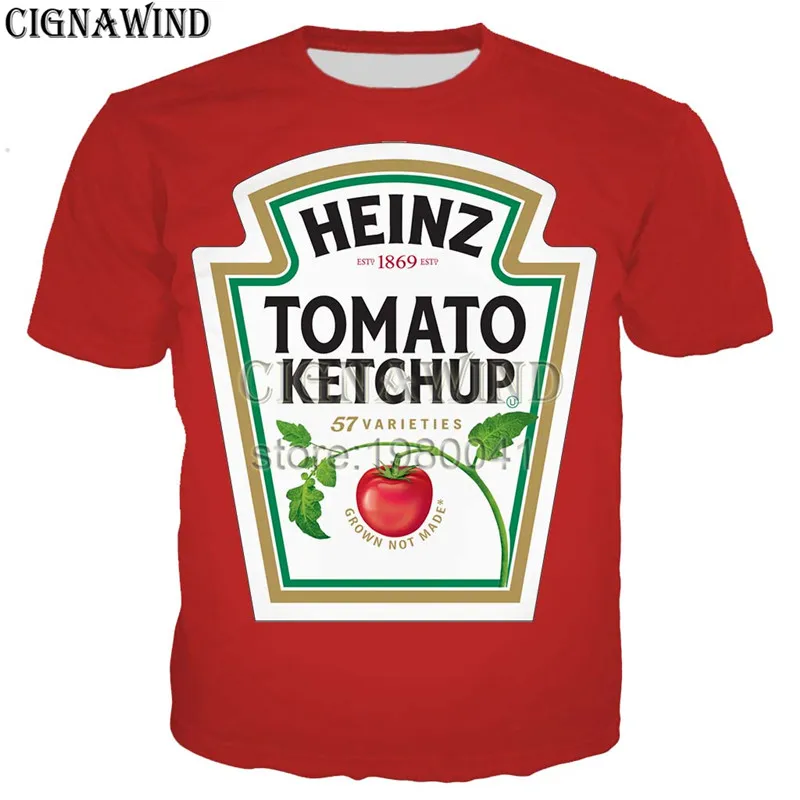 New arrive popular Heinz Tomato Ketchup men women 3D print harajuku style t shirt /hoodies/ sweatshirts/vest/ summer tops | Мужская