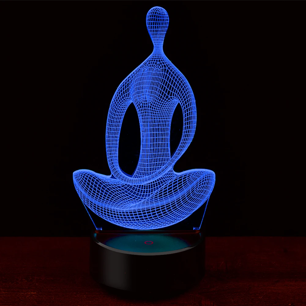 Медитация Йога акрил 7 цветов 3D LED Иллюзия Ночник светильник для спальни лампы