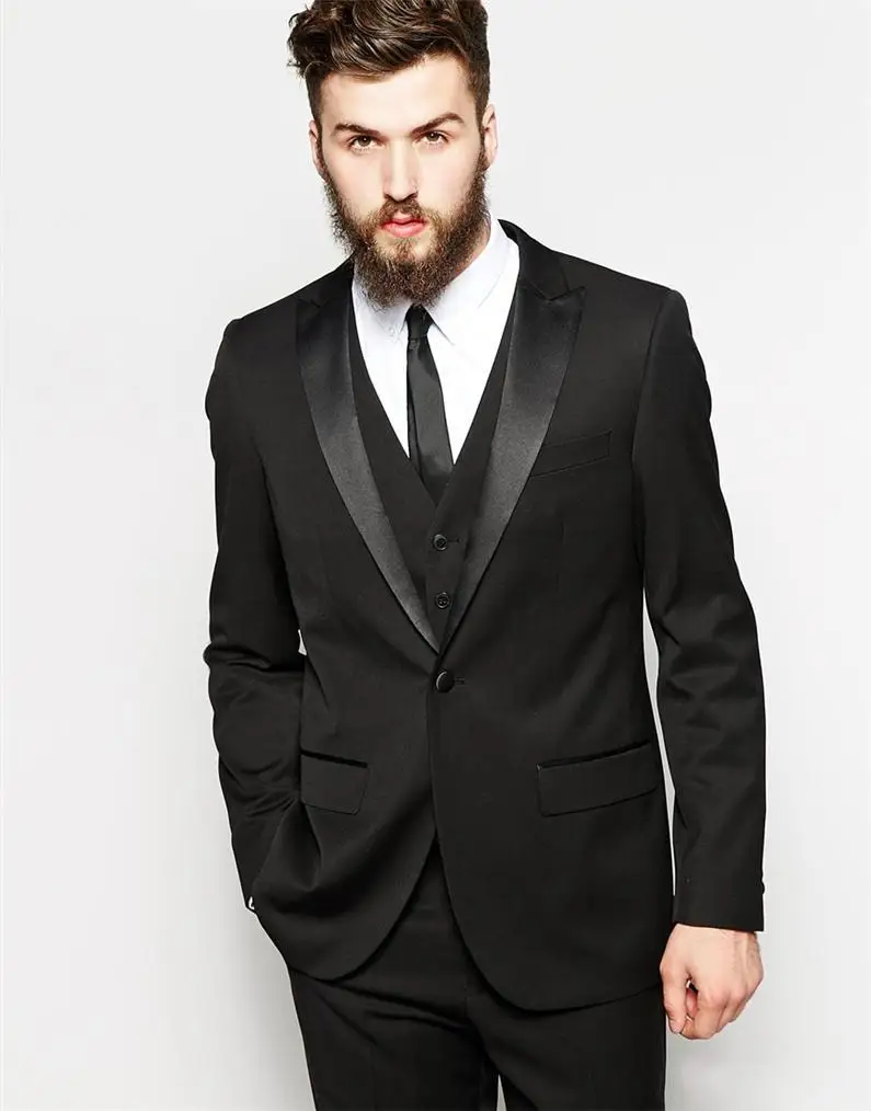 

High Quality Mens Suits Groom Tuxedos Groomsmen Wedding Party Dinner Best Man Suits Blazer (Jacket+Pants+Vest+Tie) NO:1051
