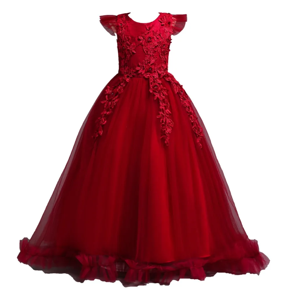 Элегантное бальное платье с цветочным узором для девочек длинные платья - Фото №1