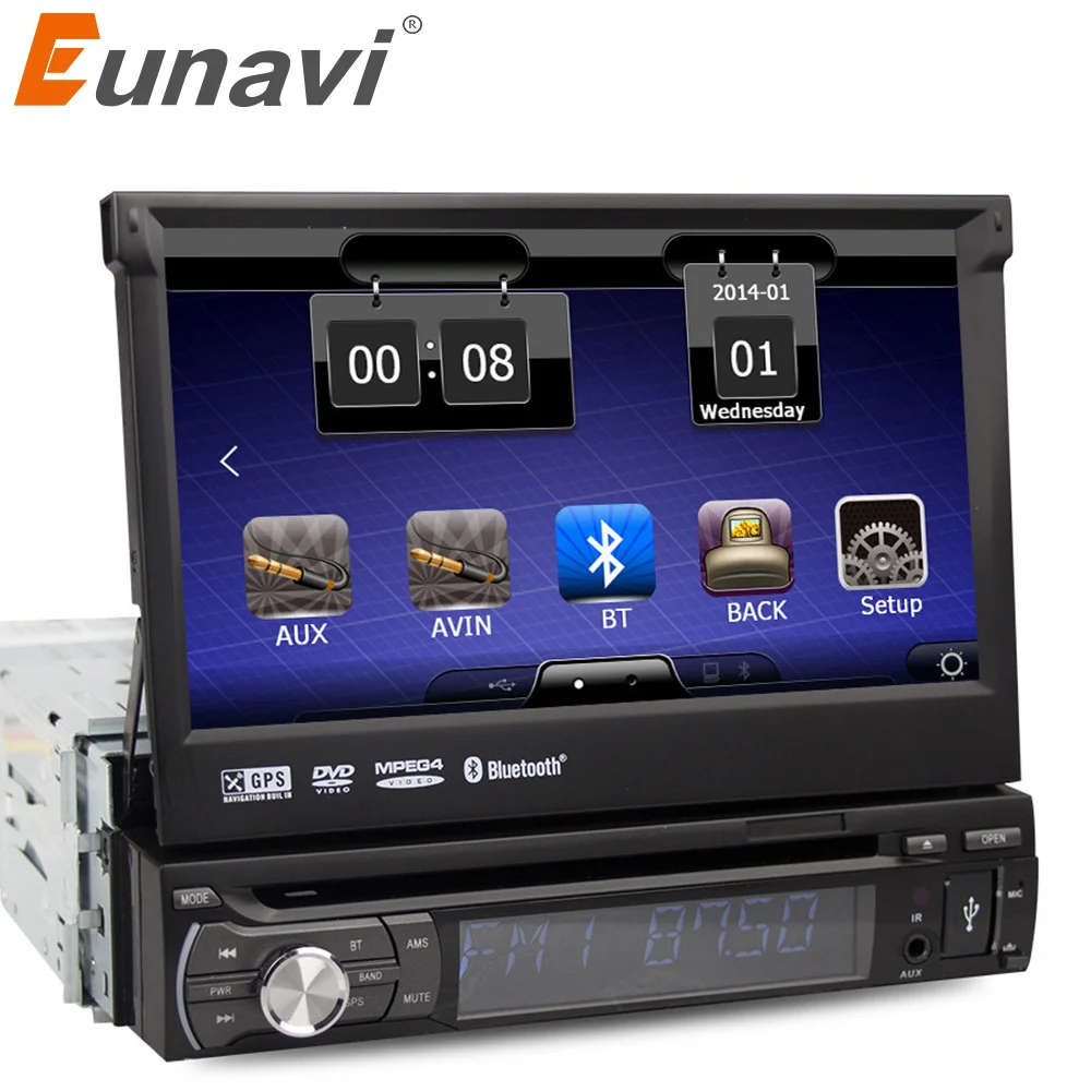 Eunavi 1 дин Авторадио dvd плеер Усилитель gps навигация одного 1din автомобилей Радио