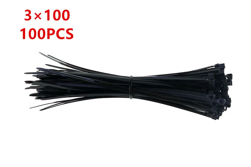 100 шт. 3X60/80/100/120/150/200 мм черный, белый цвет молочный кабель провод кабельные стяжки самоблокирующиеся Пластик молния галстук-бабочка галстук - Цвет: 3 x100   Black