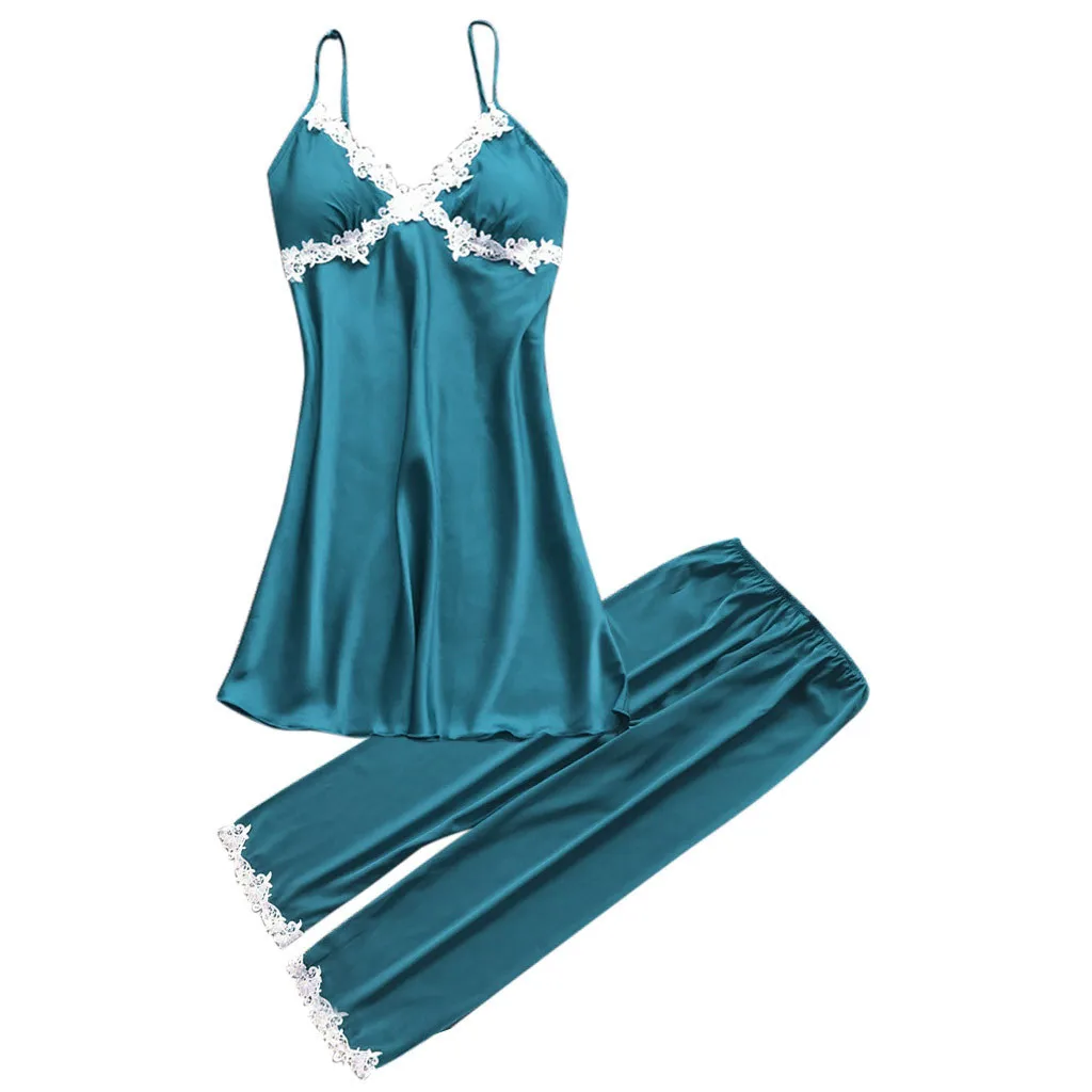 Light Blue Женские пижамы, сексуальное кружевное белье, ночное белье, нижнее белье, ночная рубашка, пижама, 5 шт., пижамные комплекты для женщин, пижама Mujer - Цвет: Light Blue