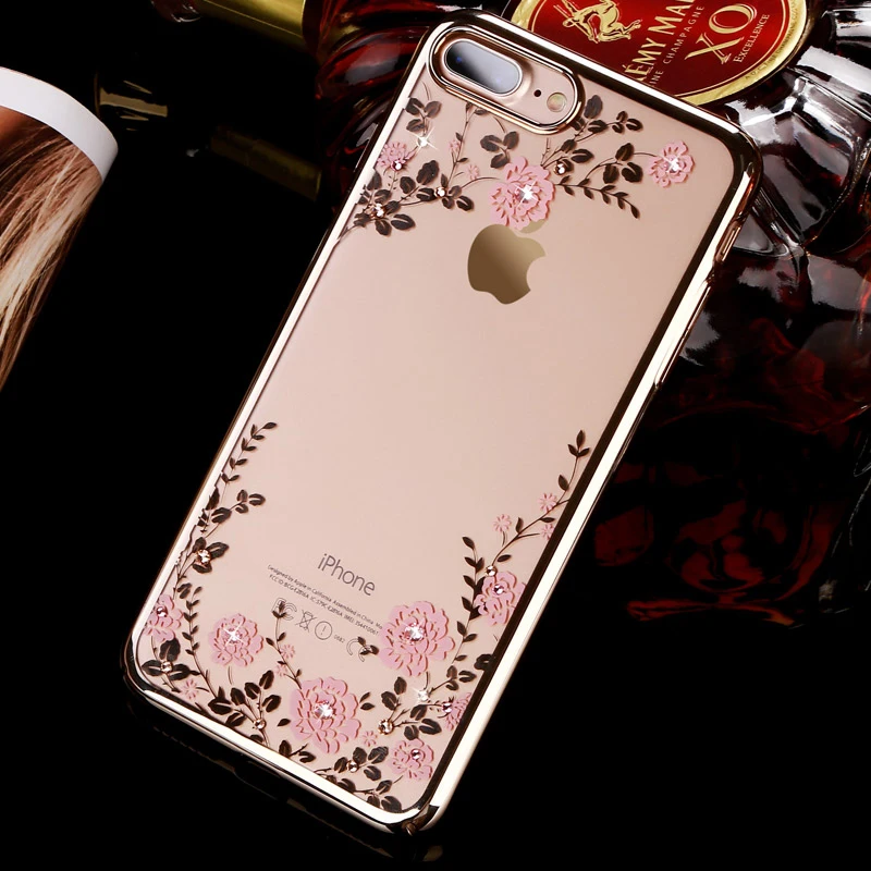 KINGXBAR для iPhone 7 8 чехол Роскошный Plus цветок жесткий покрытием крышка кристаллами от