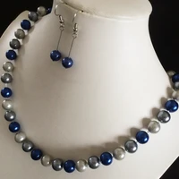 hot sale blue white shell 10mm classical round simulated pearl beads diy multicolor necklace jewelry making 18 inch ye0022