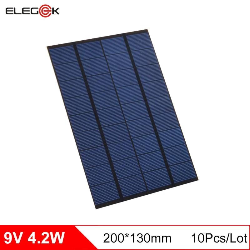 ELEGEEK 10 шт. 4 2 Вт 9 В поликристаллическая силиконовая панель солнечных батарей 130*200*3