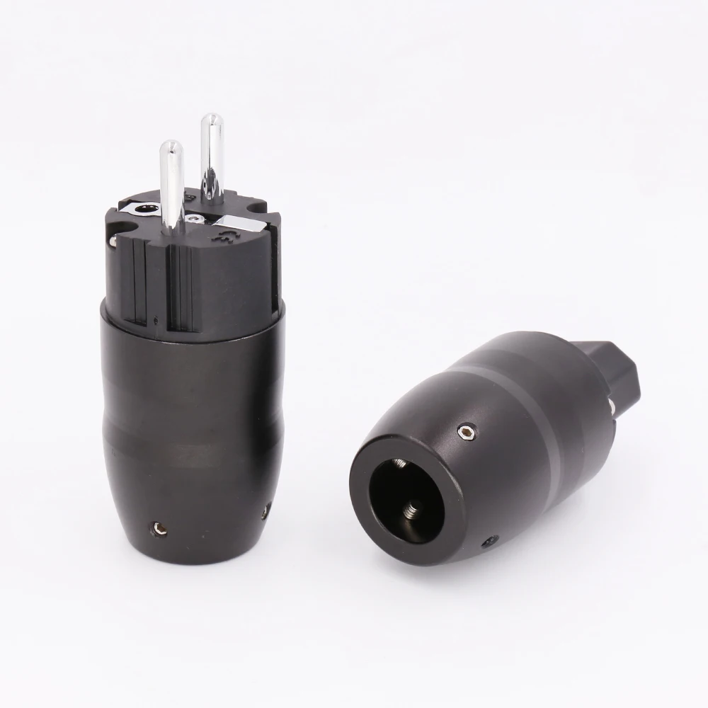 Черное алюминиевое родиевое покрытие hifi IEC Женский Разъем EU Schuko Power Plug для сделай