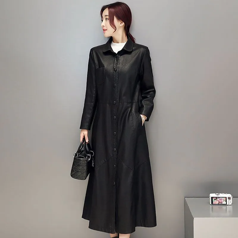 AYUNSUE 2020 для женщин из искусственной кожи куртка меховой воротник тонкий