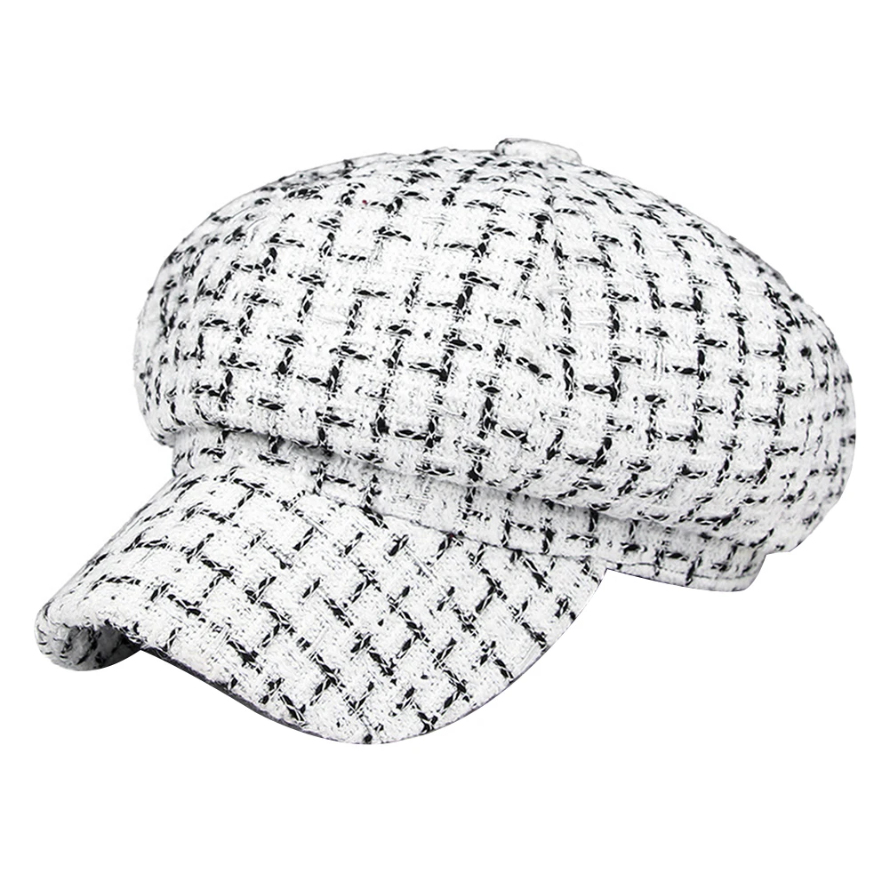 Винтаж плед для женщин шерстяные кепки Beanie шляпа на зиму осень повседневное