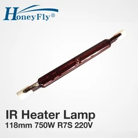 honeyfly high quality1pc j118 220v 750w infrared halogen lamp bulb halogen tube twin spiral for heating drying quartz tube glass