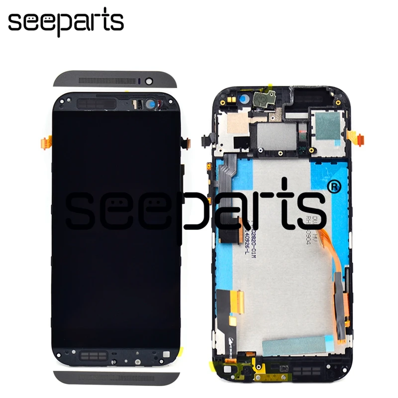 Для HTC ONE M8 ЖК дисплей сенсорный экран + рамка дигитайзер сборка 1920x1080 запасные
