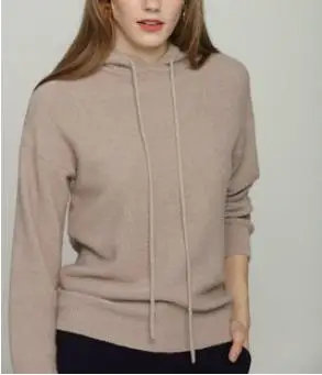 camel brown Коза кашемировая шерсть смесь 7F толстой вязки Модные женские зимние пуловер с капюшоном толстовки пальто S-XL/евро Размер - Цвет: camel brown